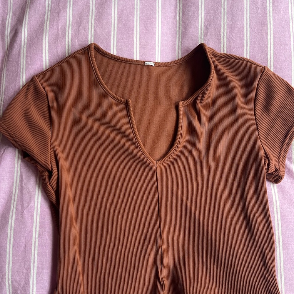 ALO Yoga Rust Ribbed Crop Top